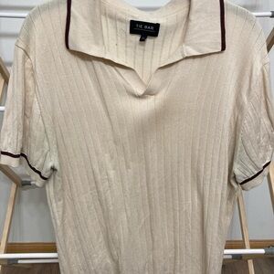 The Tie Bar Cream Polo Shirt with Brown Accents